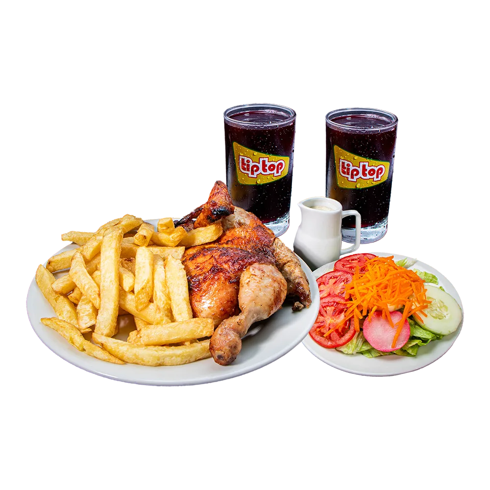 1/2 pollo con 2 vasos de chicha morada